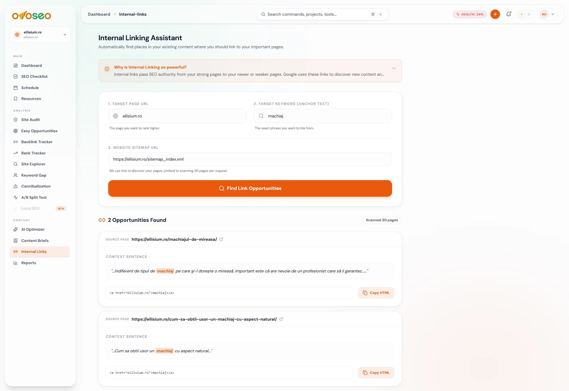 Internal Links Optimizer